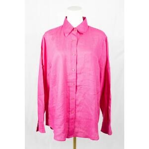 Kim Rogers Sport Size PXL Button Down Long Sleeves Linen Pink